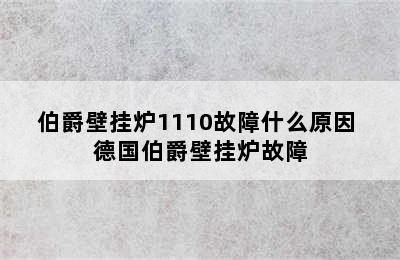 伯爵壁挂炉1110故障什么原因 德国伯爵壁挂炉故障